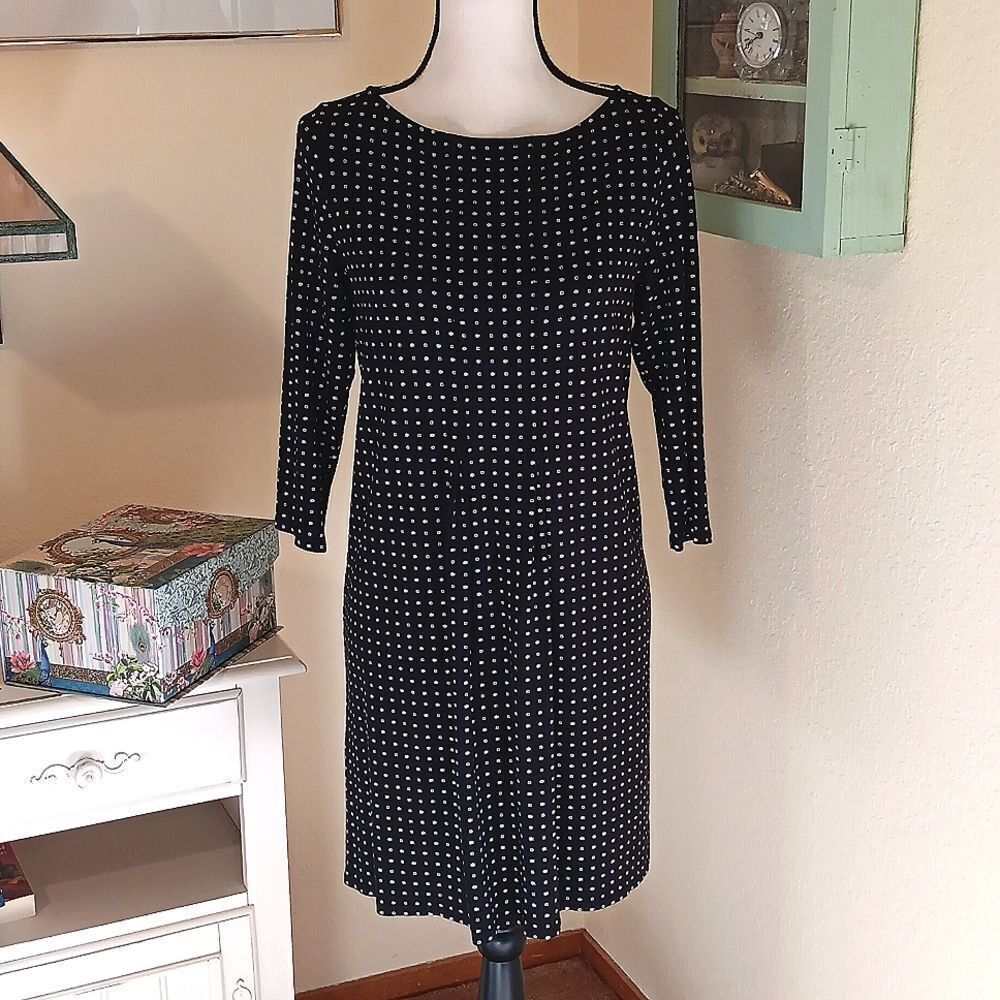 J. Jill Wearever Collection Black Patterned Dress. Travel Perfect